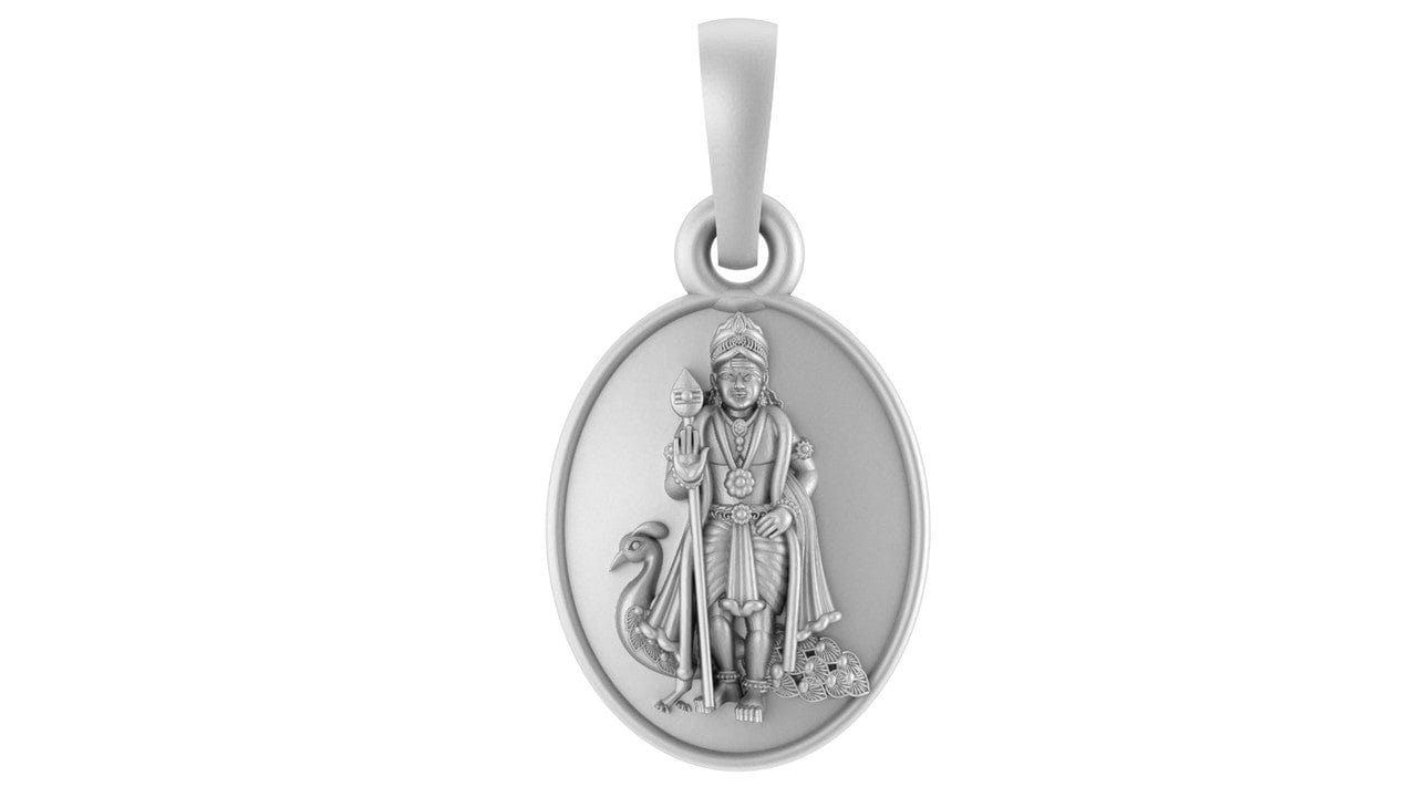 God Kartikeya Pure Silver 92.5% purity pendant by Akshat Sapphire Murugan Pendant