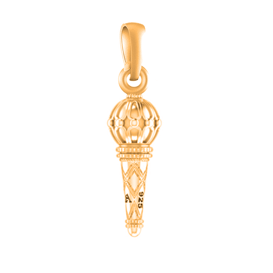 22CT Gold Plated Silver 92.5 Purity God Hanuman Gada (Regular Size) Pendant for Men by Akshat Sapphire-PS7014_Gold