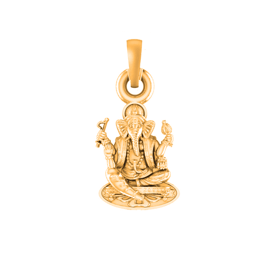 22 CT Gold Plated Silver (92.5% purity)God Ganesh Pendant for Men, Boys Girls and Women