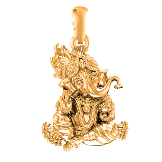 22 CT Gold Plated Silver (92.5% purity) God Ganesh Pendant for Men and women