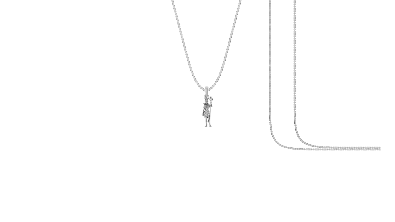 God Shiva Pure Silver 92.5% purity Chain pendant by Shiva Pendant (Pendant with Box Chain-18 inches)