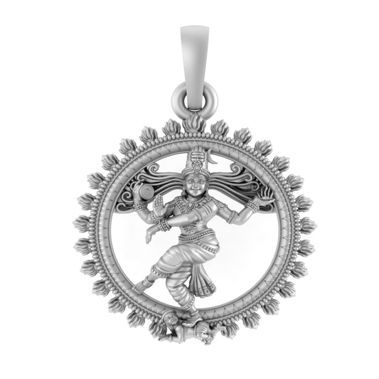 Sterling Silver (92.5% purity) God Shiva Nataraj Tandav pose Pendant (Big Size)