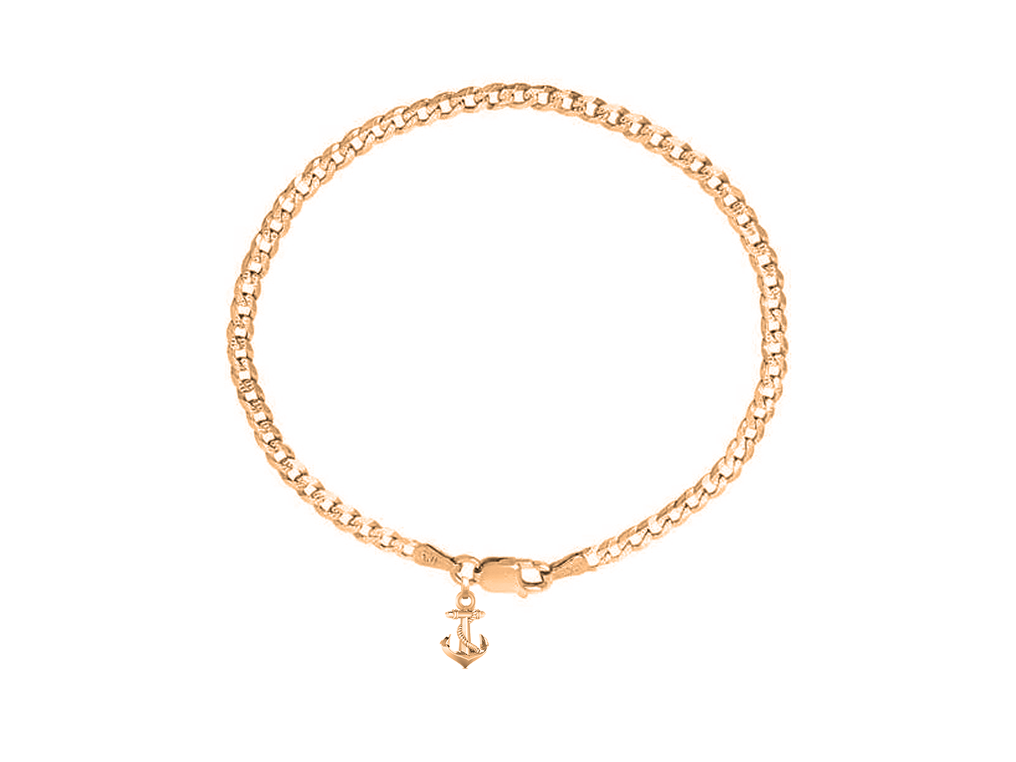 Akshat Sapphire 22KT gold plated  92.5% pure Sterling Silver Curb Designer Bracelet with Ship Anchor for Men
