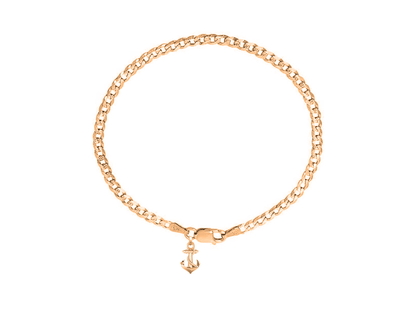 Akshat Sapphire 22KT gold plated  92.5% pure Sterling Silver Curb Designer Bracelet with Ship Anchor for Men