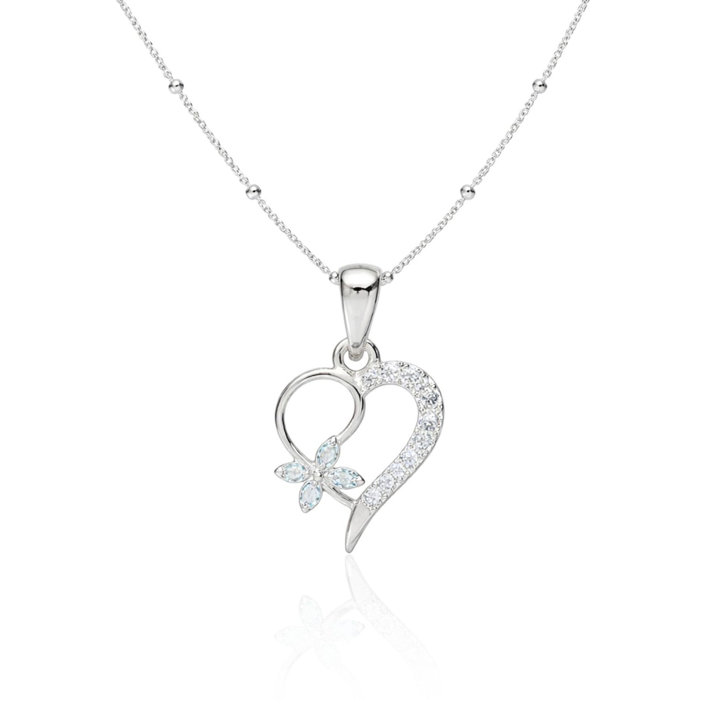 Sterling Silver Heart Pendant with 18 Inches Ball Chain for Women by Akshat Sapphire 92.5 Silver PSBL0507