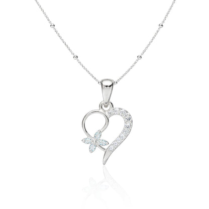 Sterling Silver Heart Pendant with 18 Inches Ball Chain for Women by Akshat Sapphire 92.5 Silver PSBL0507
