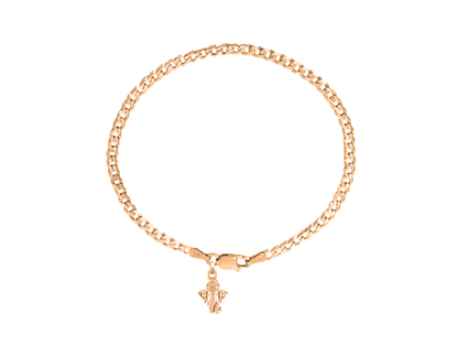Akshat Sapphire 22KT gold plated  92.5% pure Sterling Silver Curb Designer Bracelet with Charm Ganesh for Men & Boys