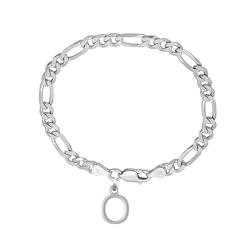 Akshat Sapphire 92.5% pure Sterling Silver Figaro Designer Bracelet with O Alphabet for Men