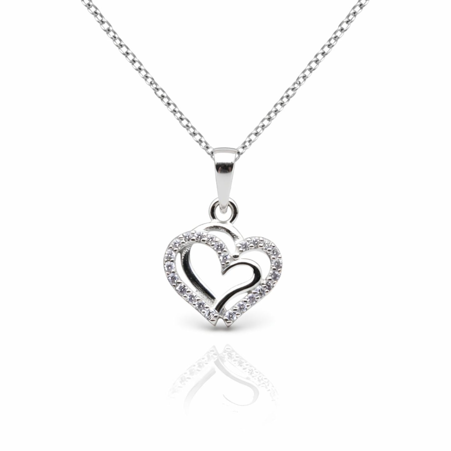 Sterling Silver Heart Pendant with 18 Inches box Chain for Women by Akshat Sapphire 92.5 Silver PSB0506_new