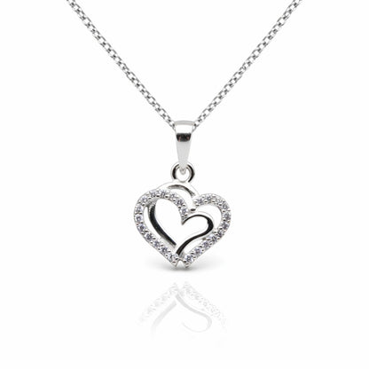 Sterling Silver Heart Pendant with 18 Inches box Chain for Women by Akshat Sapphire 92.5 Silver PSB0506_new