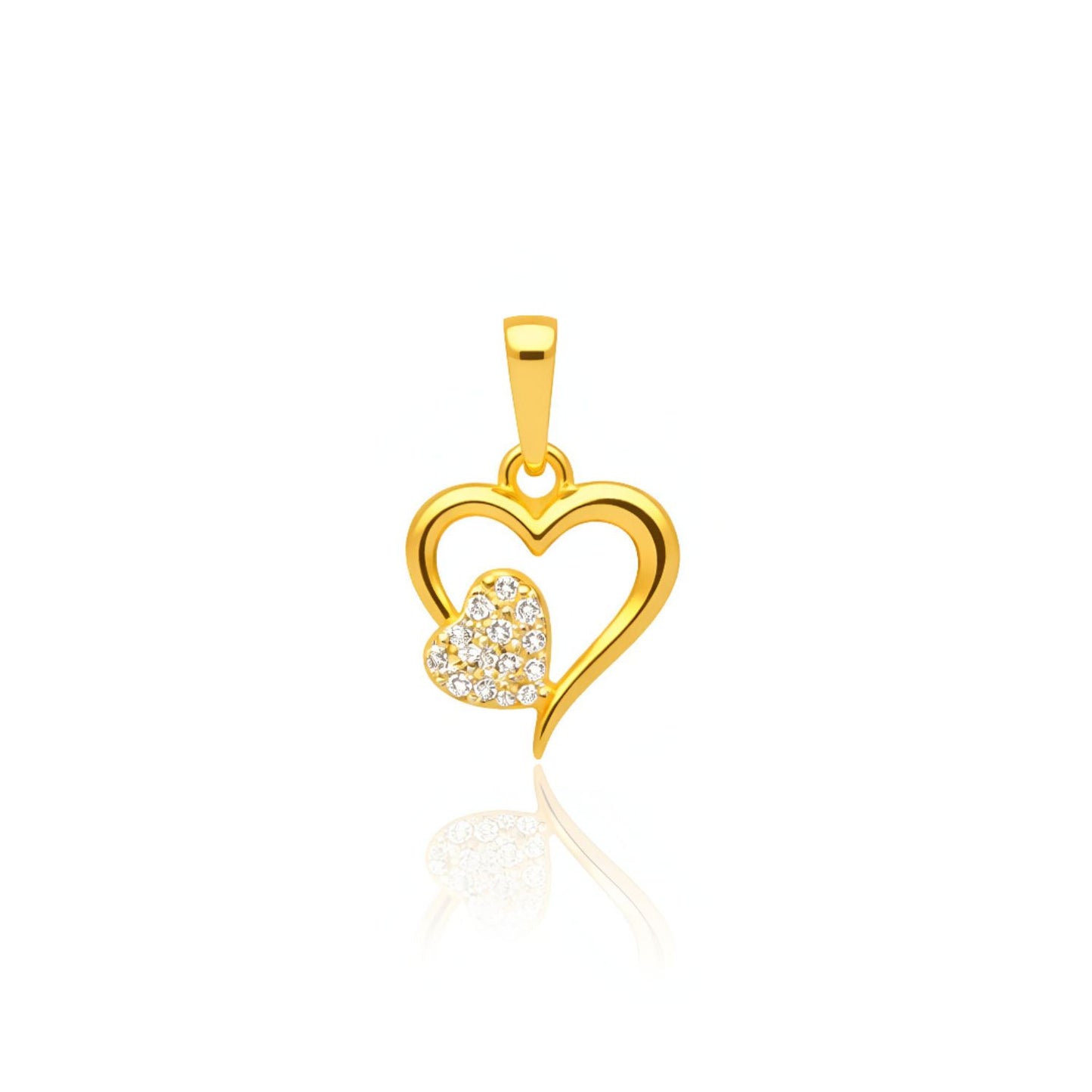 22CT Gold Plated Silver 92.5 purity heart pendant for women by akshat sapphie P10514_Gold