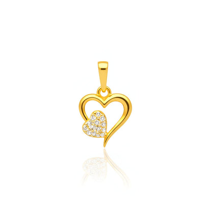 22CT Gold Plated Silver 92.5 purity heart pendant for women by akshat sapphie P10514_Gold