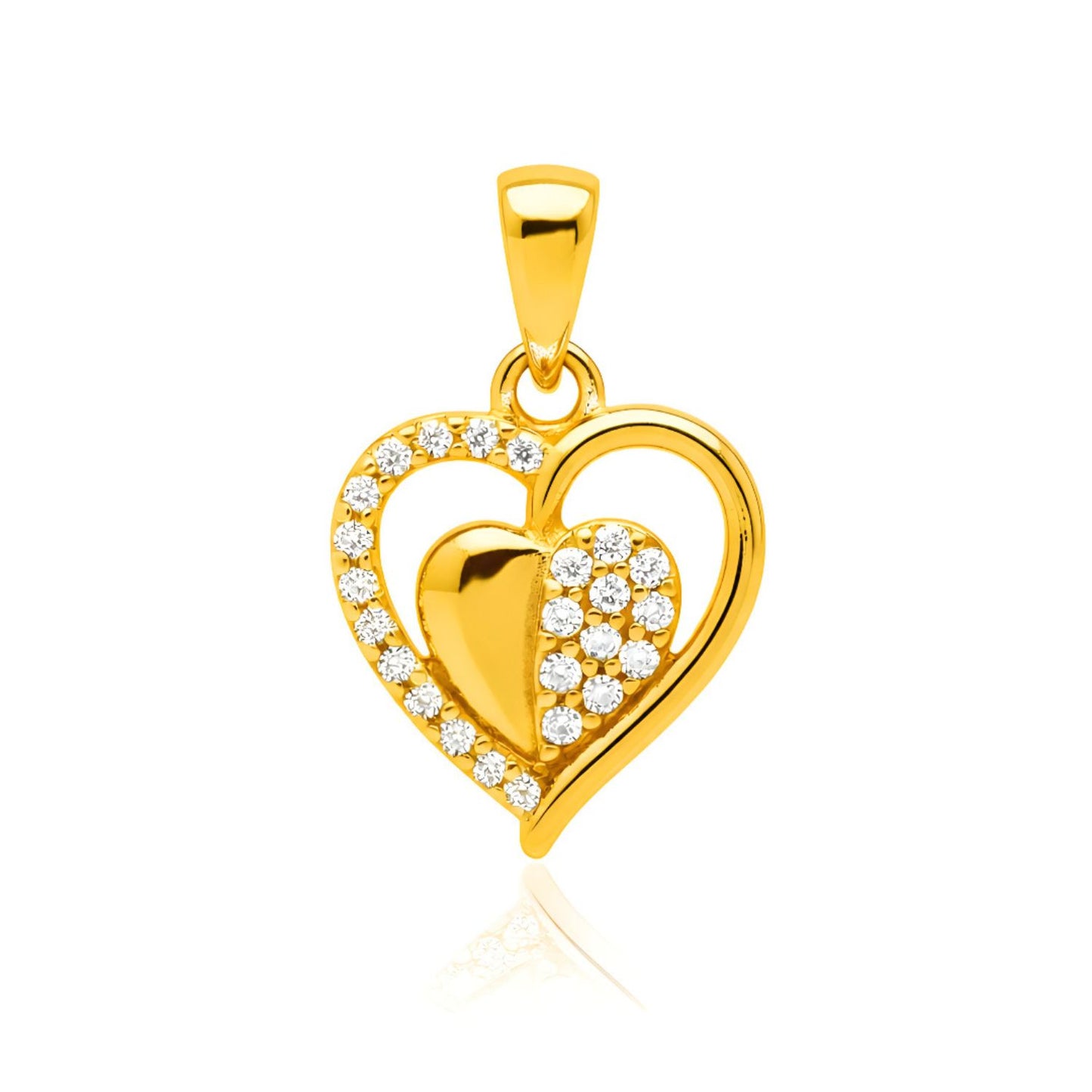 22CT Gold Plated Silver 92.5 purity heart pendant for women by akshat sapphie P10509_Gold