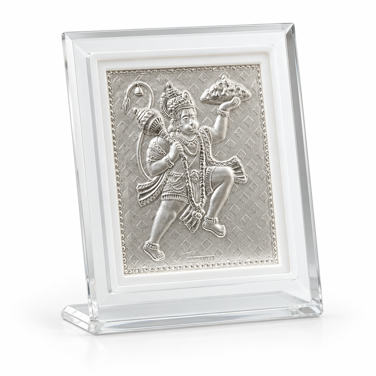 999 Pure Silver God Hanuman Frame for Pooja, Home, Temple & Gifting