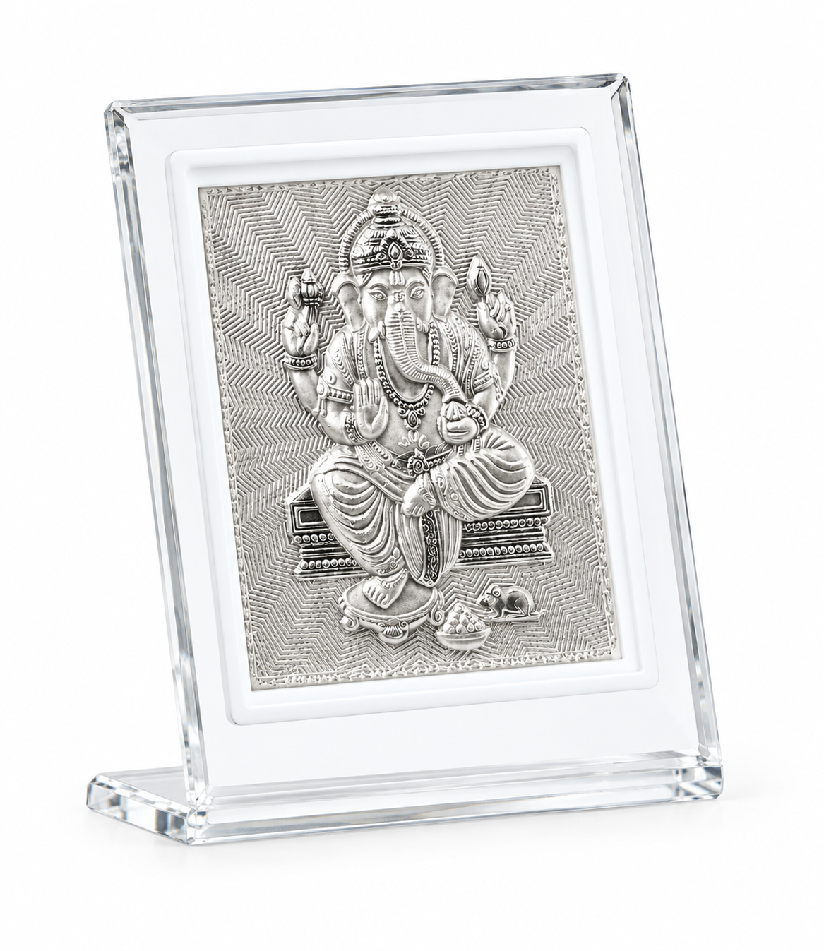 999 Pure Silver God Ganesh Frame with 999 Marking for Pooja, Home Temple, Diwali & Religious Gifting