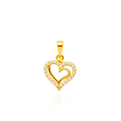 22CT Gold Plated Silver 92.5 purity heart pendant for women by akshat sapphie P10506_Gold