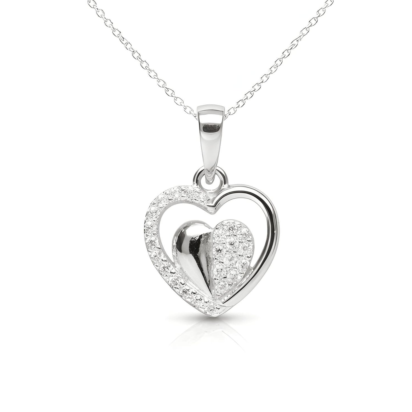 Sterling Silver Heart Pendant with 18 Inches Anchor Chain for Women by Akshat Sapphire 92.5 Silver PSA0509