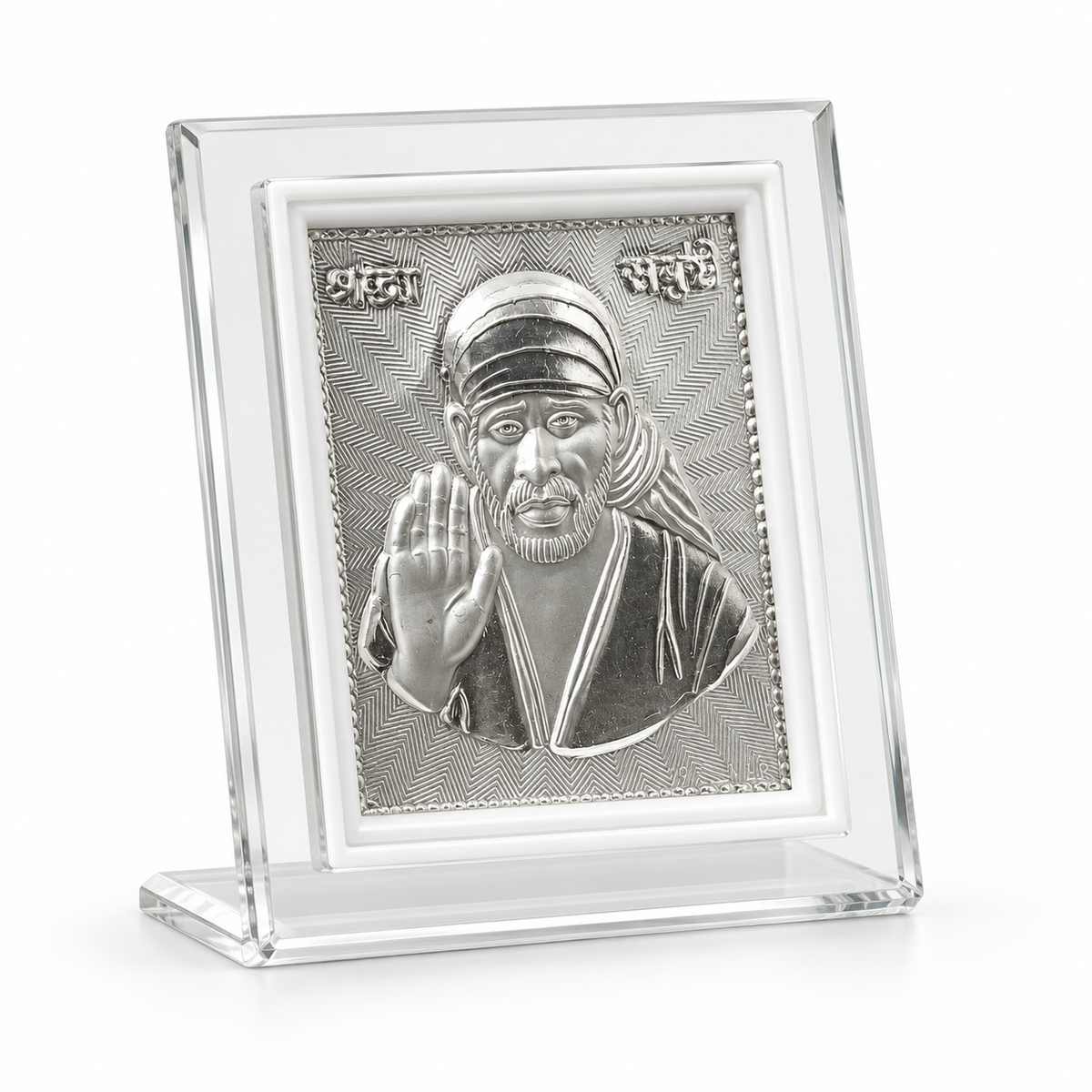 999 Marked Silver Deity Frame | Shirdi Sai Baba Religious Frame for Pooja, Home Temple & Office | Gift Ready Pack