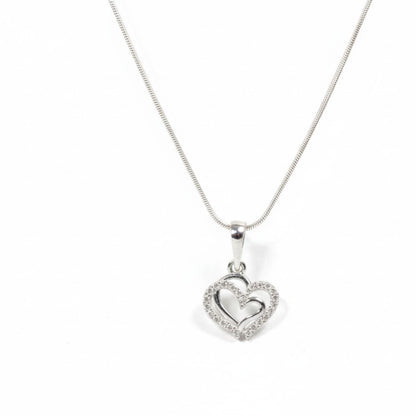 Sterling Silver Heart Pendant with 18 Inches Snake Chain for Women by Akshat Sapphire 92.5 Silver PSS0506