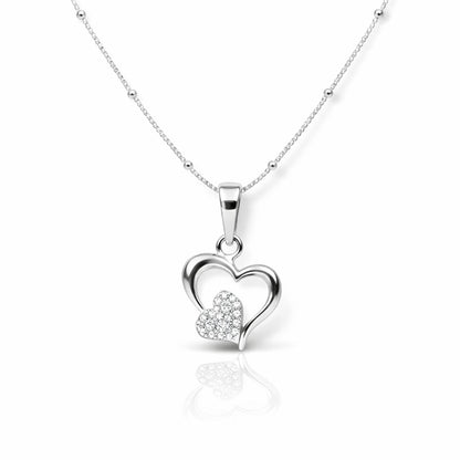 Sterling Silver Heart Pendant with 18 Inches Ball Chain for Women by Akshat Sapphire 92.5 Silver PSBL0514_new
