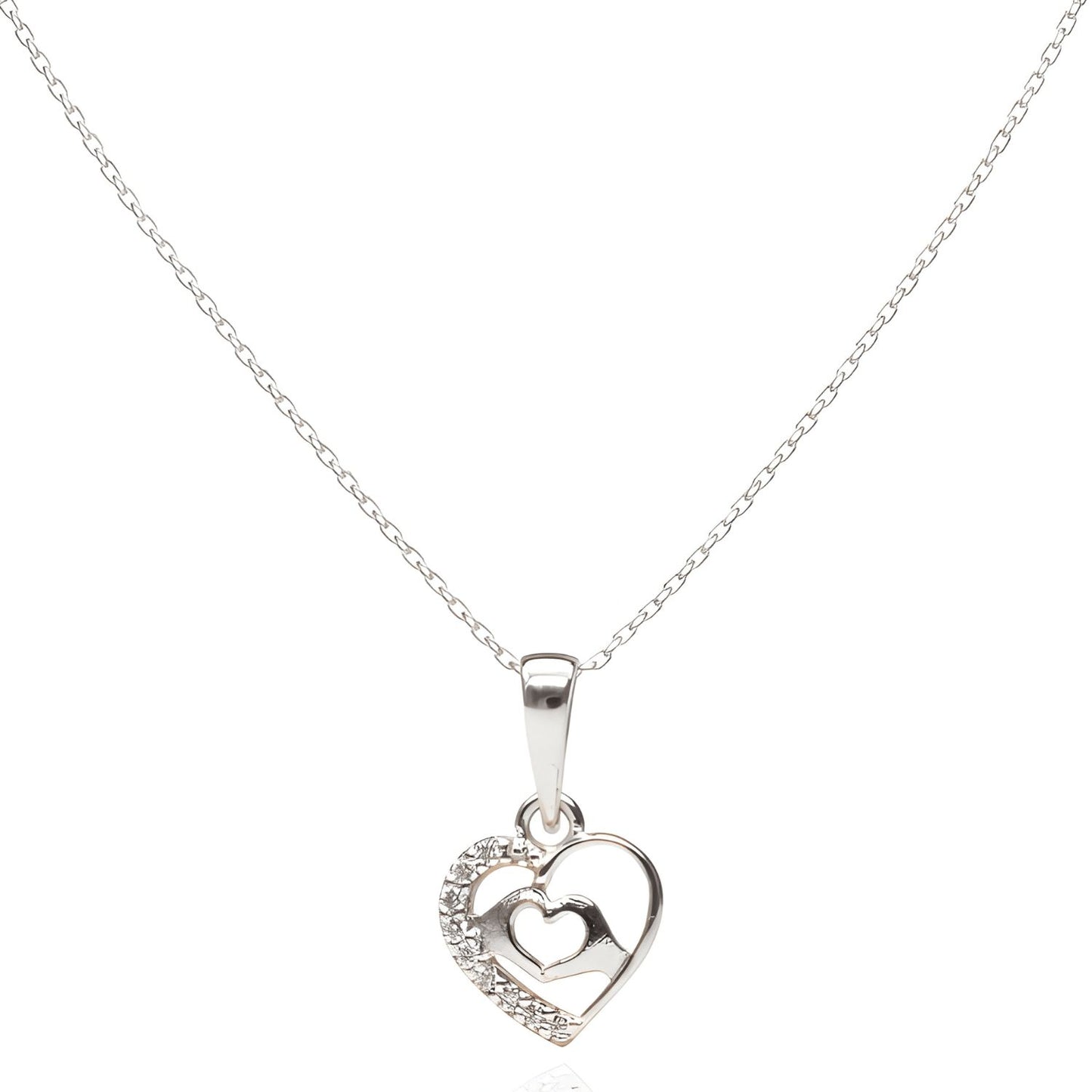 Sterling Silver Heart Pendant with 18 Inches Anchor Chain for Women by Akshat Sapphire 92.5 Silver PSA0510