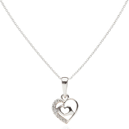 Sterling Silver Heart Pendant with 18 Inches Anchor Chain for Women by Akshat Sapphire 92.5 Silver PSA0510