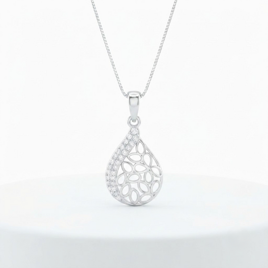 Akshat Sapphire 925 Sterling Silver Designer Pendant |Silver Pendant for Girls & Women(P10525)