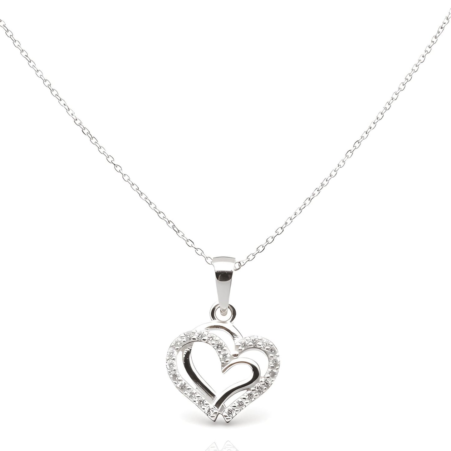 Sterling Silver Heart Pendant with 18 Inches Anchor Chain for Women by Akshat Sapphire 92.5 Silver PSA0506