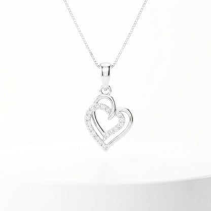 Akshat Sapphire 925 Sterling Silver Double Heart Pendant | Love Heart Silver Locket for Women(P10512)