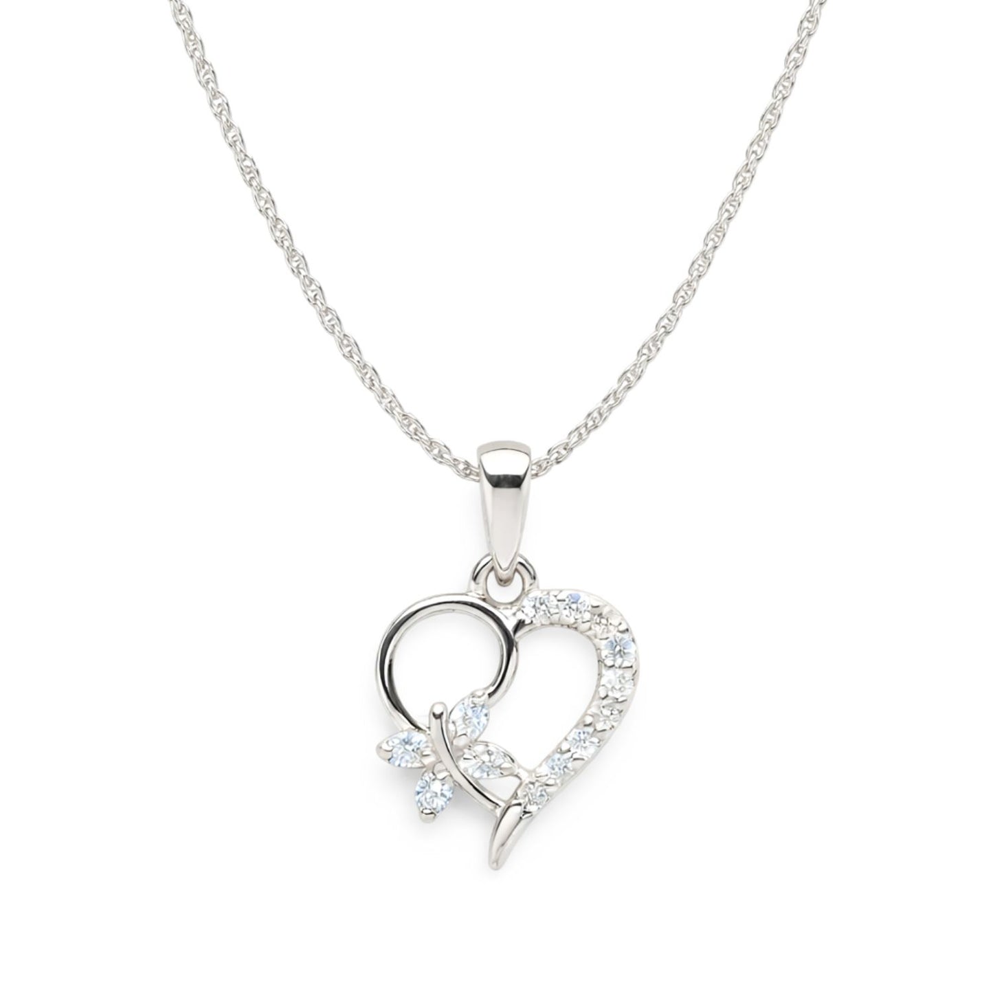 Sterling Silver Heart Pendant with 18 Inches Rope Chain for Women by Akshat Sapphire 92.5 Silver PSR0507
