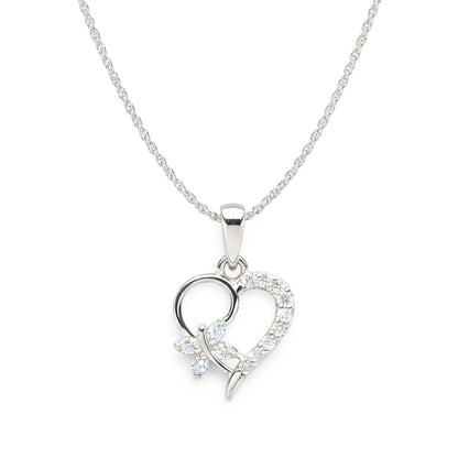 Sterling Silver Heart Pendant with 18 Inches Rope Chain for Women by Akshat Sapphire 92.5 Silver PSR0507