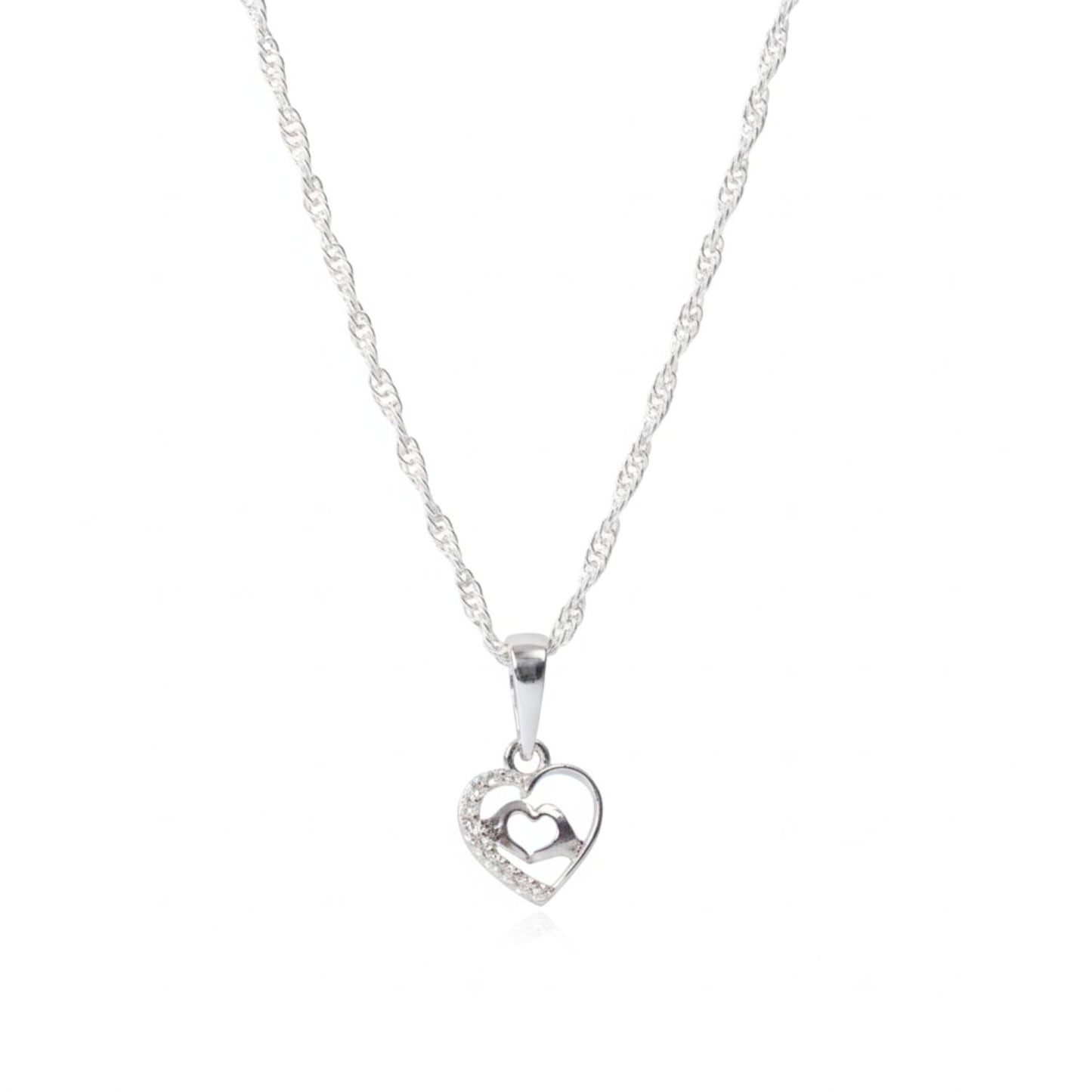 Sterling Silver Heart Pendant with 18 Inches Rope Chain for Women by Akshat Sapphire 92.5 Silver PSR0510