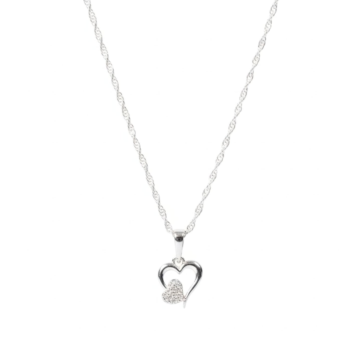 Sterling Silver Heart Pendant with 18 Inches Rope Chain for Women by Akshat Sapphire 92.5 Silver PSR0514