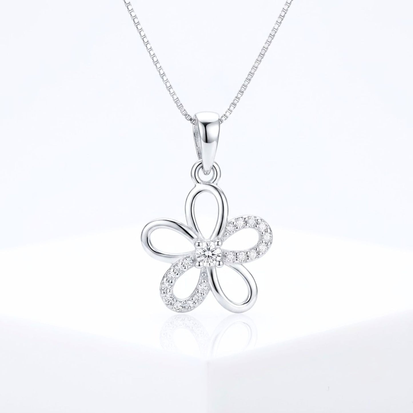 Akshat Sapphire 925 Sterling Silver Floral Pendant | Flower Silver Locket for Girls & Women | Lightweight Daily Wear(P10520)