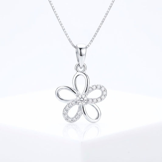Akshat Sapphire 925 Sterling Silver Floral Pendant | Flower Silver Locket for Girls & Women | Lightweight Daily Wear(P10520)