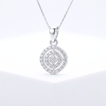 Akshat Sapphire 925 Sterling Silver Designer Pendant | Cubic Zirconia Round Silver Locket for Girls & Women(P10521)