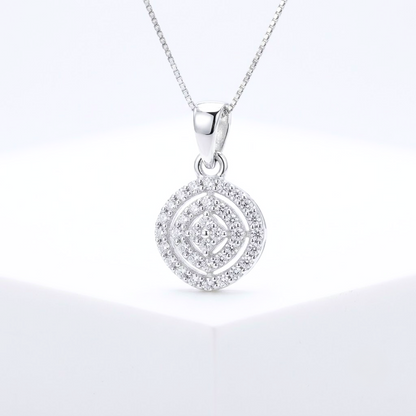 Akshat Sapphire 925 Sterling Silver Designer Pendant | Cubic Zirconia Round Silver Locket for Girls & Women(P10521)