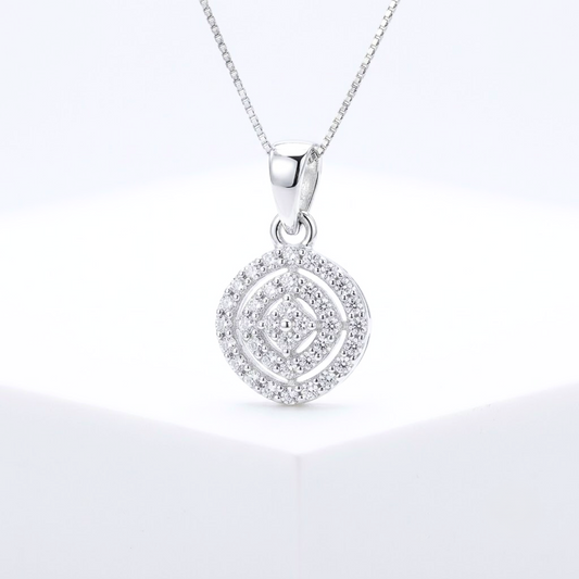 Akshat Sapphire 925 Sterling Silver Designer Pendant | Cubic Zirconia Round Silver Locket for Girls & Women(P10521)