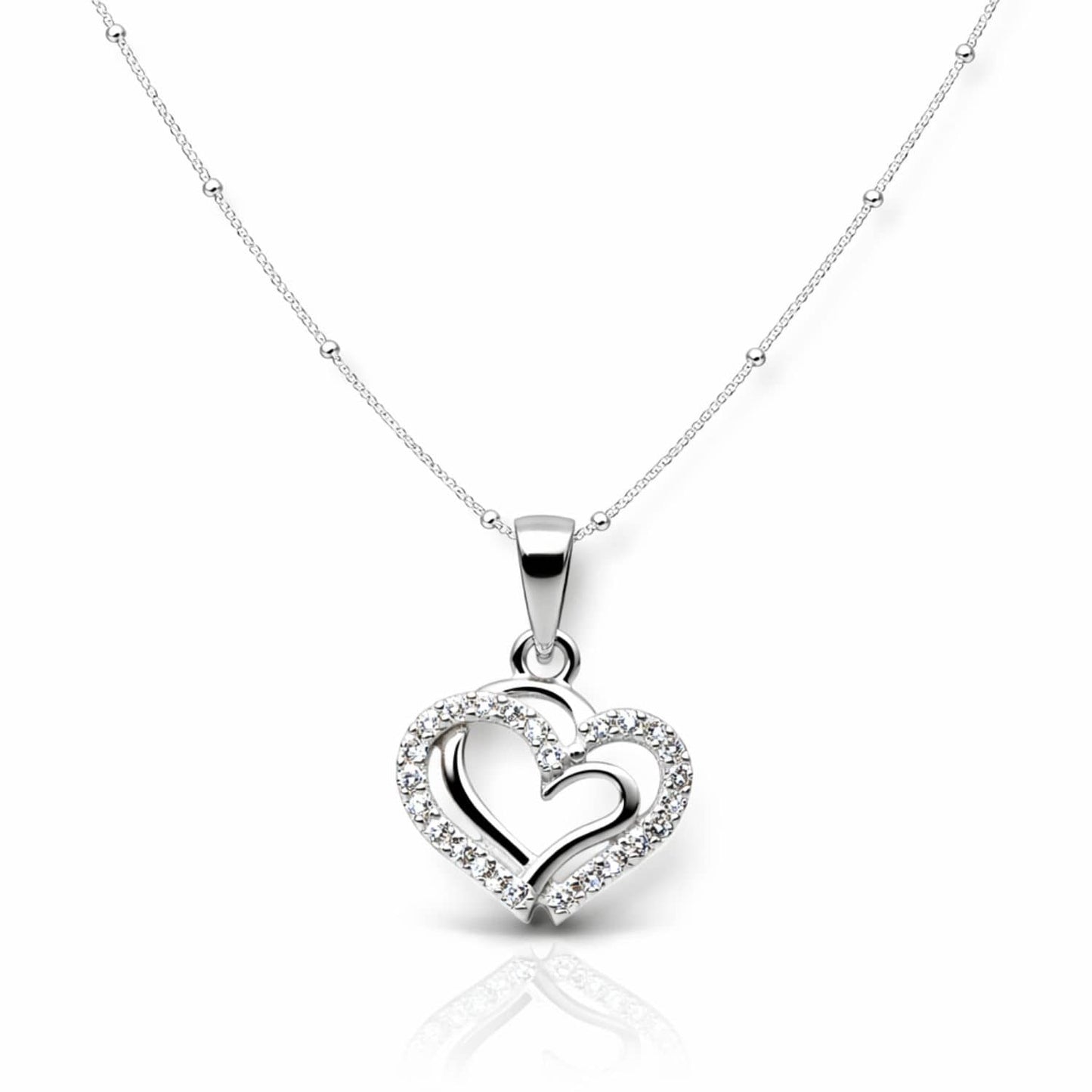 Sterling Silver Heart Pendant with 18 Inches Ball Chain for Women by Akshat Sapphire 92.5 Silver PSBL0506