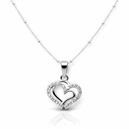 Sterling Silver Heart Pendant with 18 Inches Ball Chain for Women by Akshat Sapphire 92.5 Silver PSBL0506