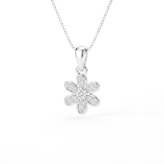Akshat Sapphire 925 Sterling Silver Daisy Flower Pendant | Silver Locket for Women | Designer Jewelry(P10086)