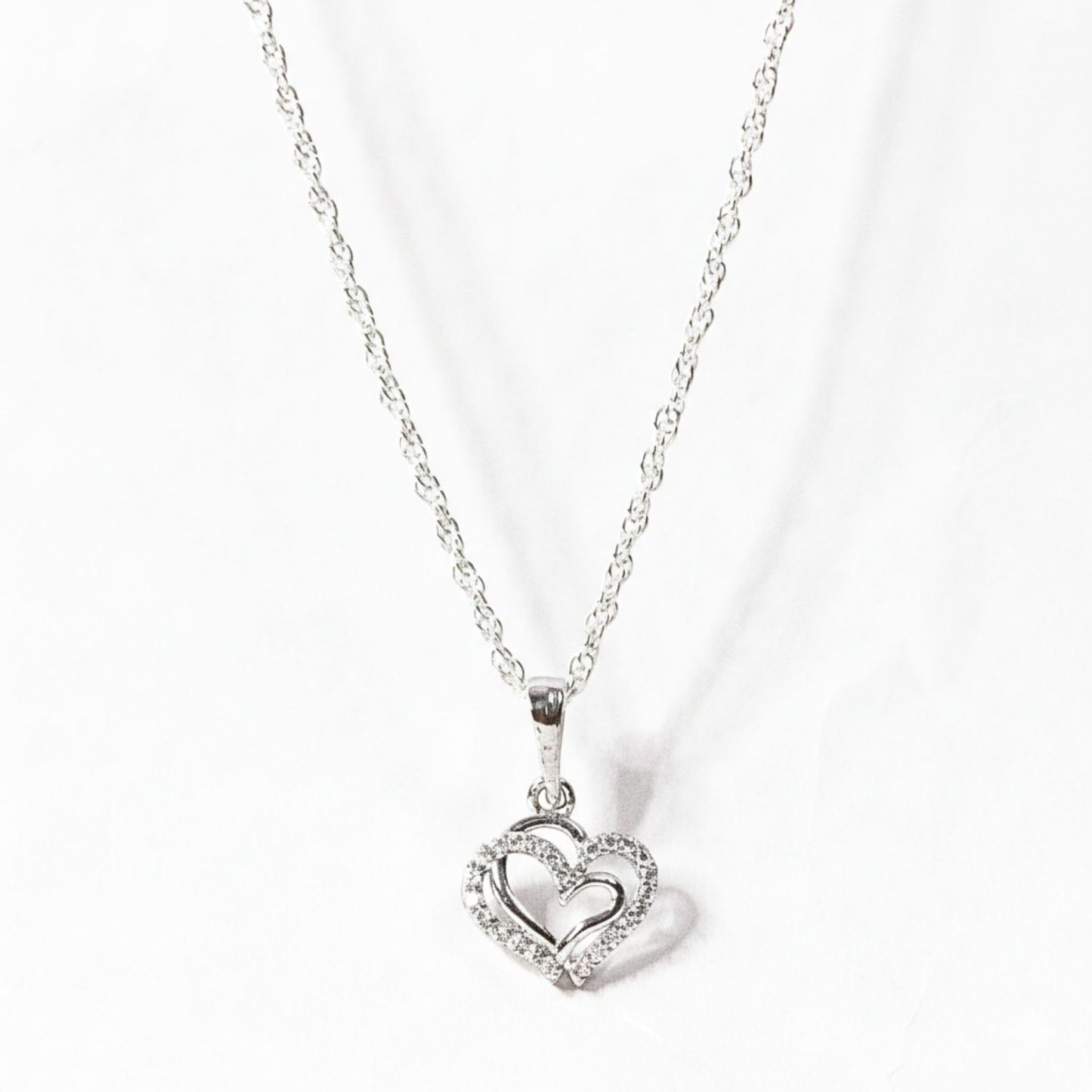 Sterling Silver Heart Pendant with 18 Inches Rope Chain for Women by Akshat Sapphire 92.5 Silver PSR0506