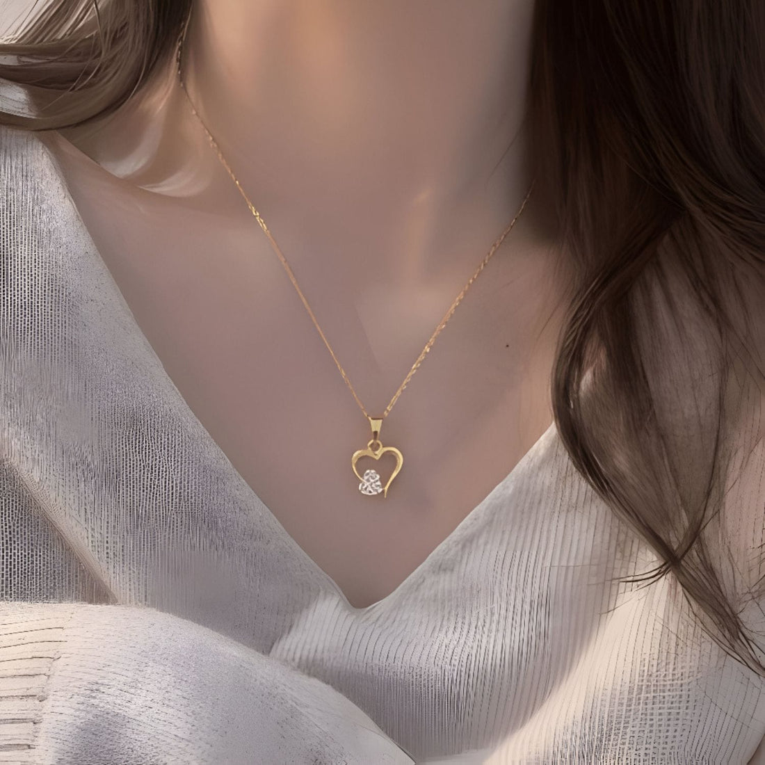 22CT Gold Plated Silver 92.5 purity heart pendant for women by akshat sapphie P10514_Gold