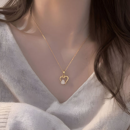 22CT Gold Plated Silver 92.5 purity heart pendant for women by akshat sapphie P10514_Gold