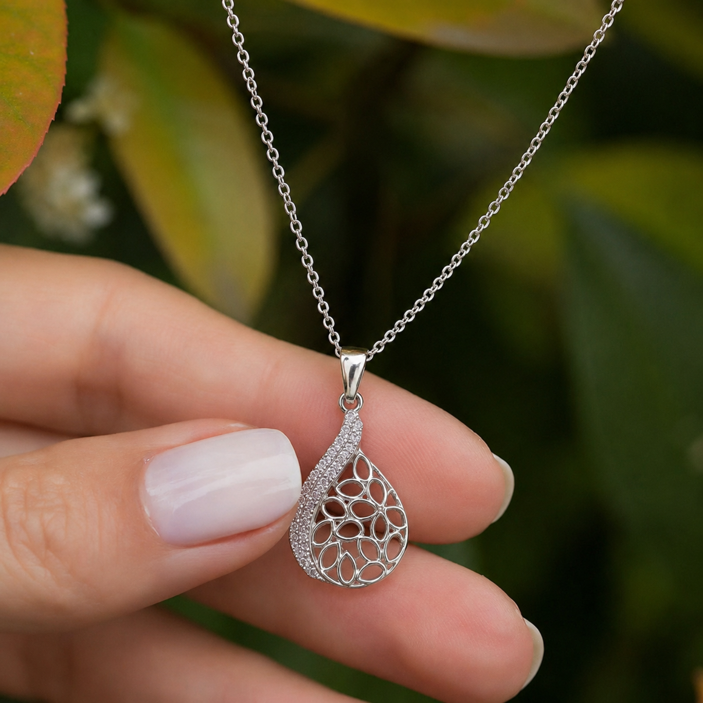 Akshat Sapphire 925 Sterling Silver Designer Pendant |Silver Pendant for Girls & Women(P10525)