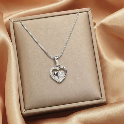 Sterling Silver Heart Pendant with 18 Inches Snake Chain for Women by Akshat Sapphire 92.5 Silver PSS0509