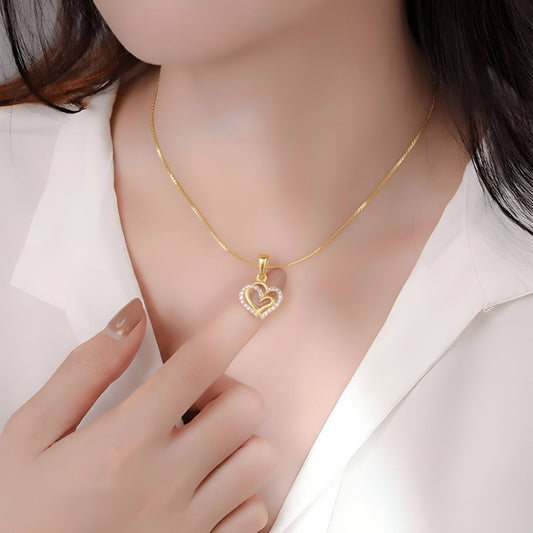 22CT Gold Plated Silver 92.5 purity heart pendant for women by akshat sapphie P10506_Gold