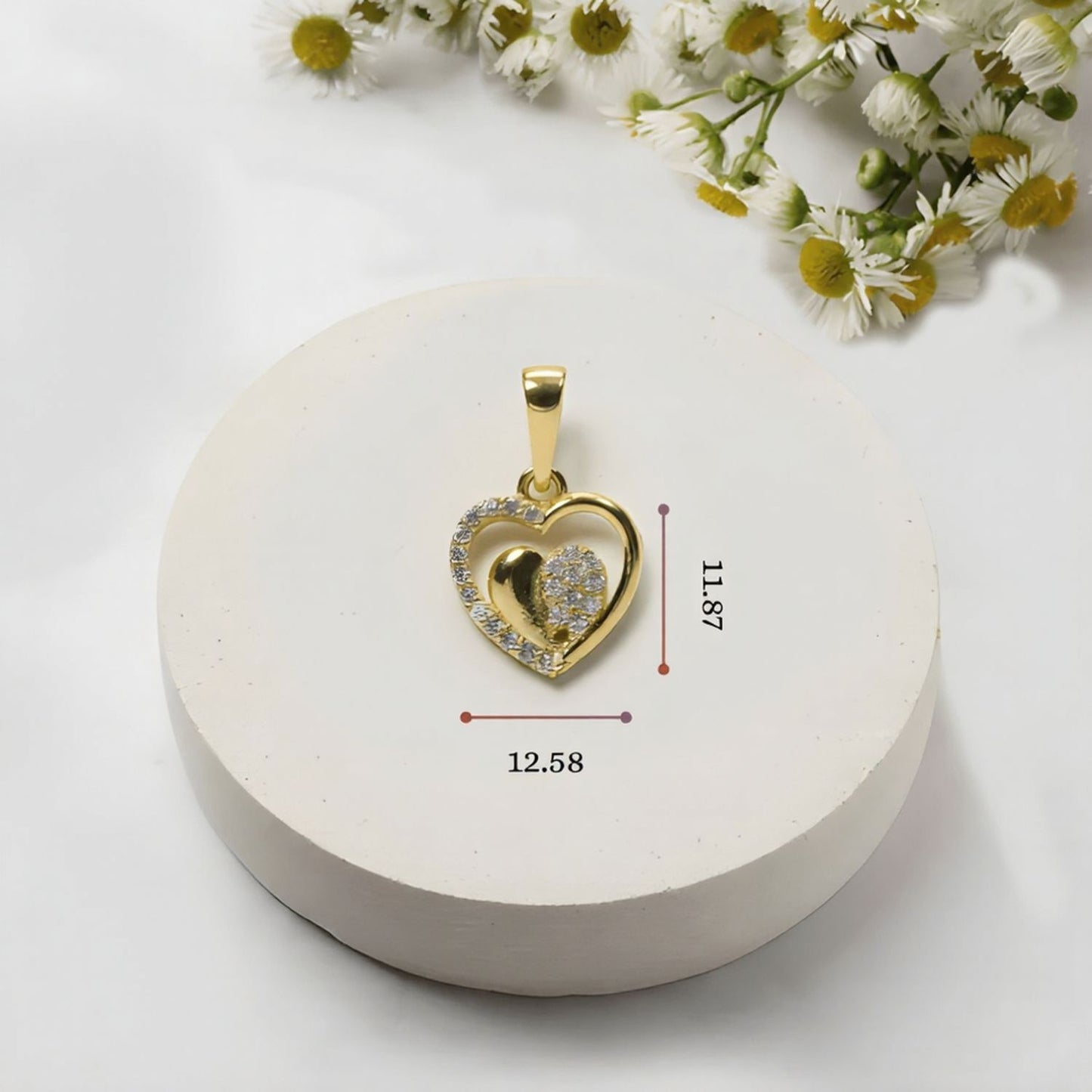 22CT Gold Plated Silver 92.5 purity heart pendant for women by akshat sapphie P10509_Gold