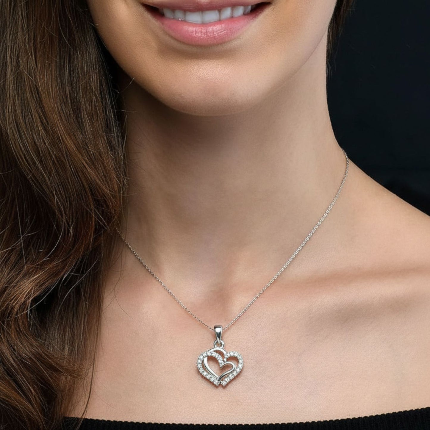 Sterling Silver Heart Pendant with 18 Inches Anchor Chain for Women by Akshat Sapphire 92.5 Silver PSA0506