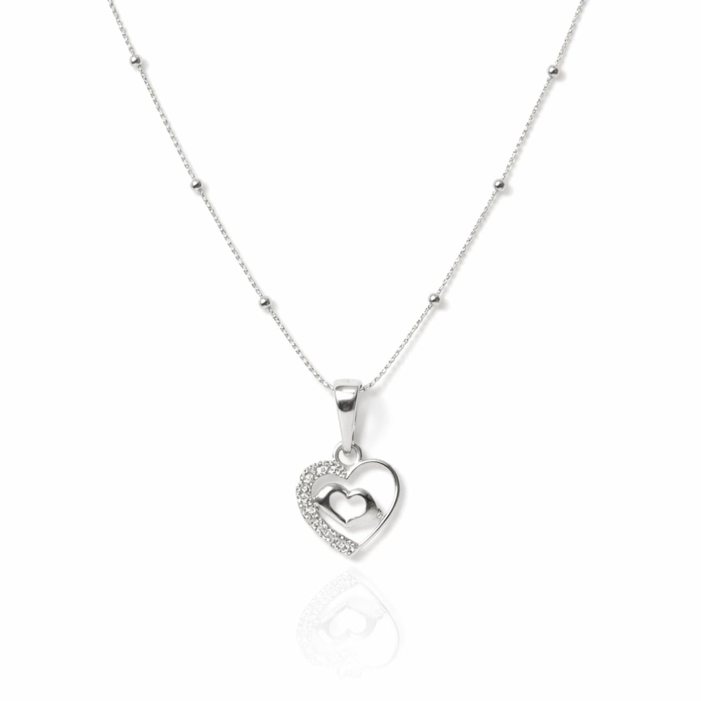 Sterling Silver Heart Pendant with 18 Inches Ball Chain for Women by Akshat Sapphire 92.5 Silver PSBL0510